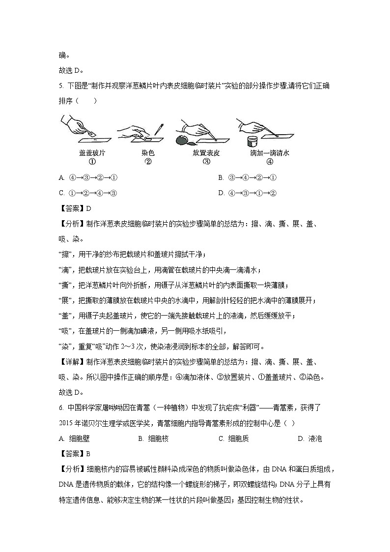 2023~2024学年河北省邯郸市馆陶县七年级上学期期末生物试卷(解析版)第3页