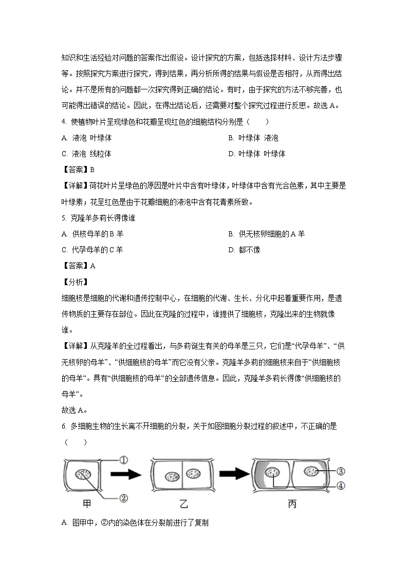 2023~2024学年河北省邯郸市广平县七年级上学期期末生物试卷(解析版)第2页