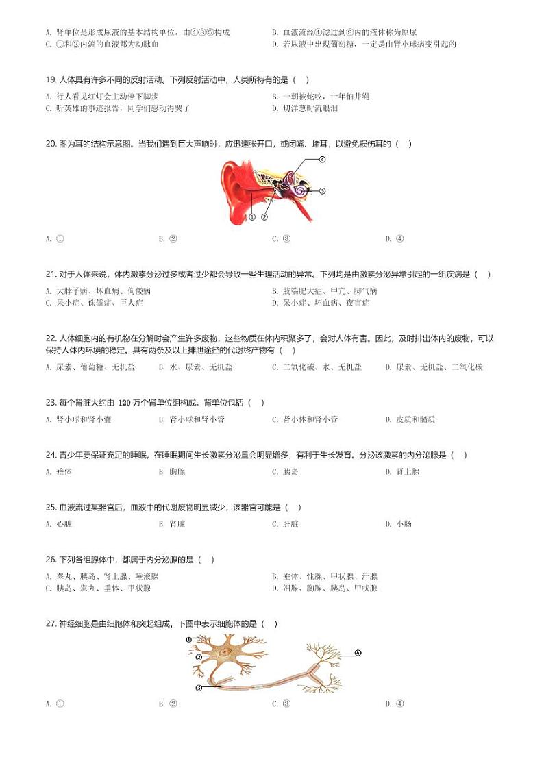 江苏省宿迁地区2023-2024学年八年级(上)期中生物试卷(含解析)第3页