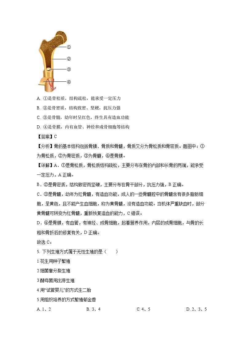 河北省秦皇岛市青龙满族自治县2023-2024学年八年级上学期期末生物试卷（解析版）第3页