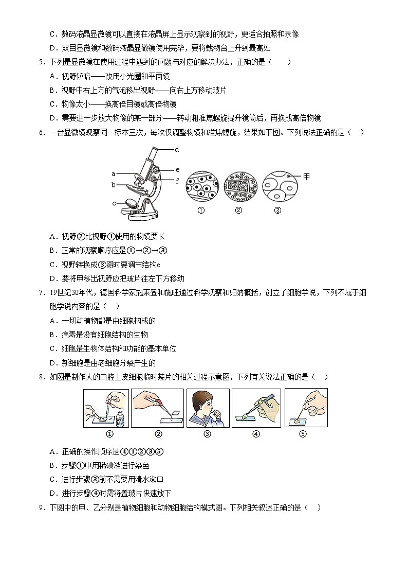 七年级生物期末模拟卷【测试范围：济南版2024上册全部内容】（考试版）-A4第2页