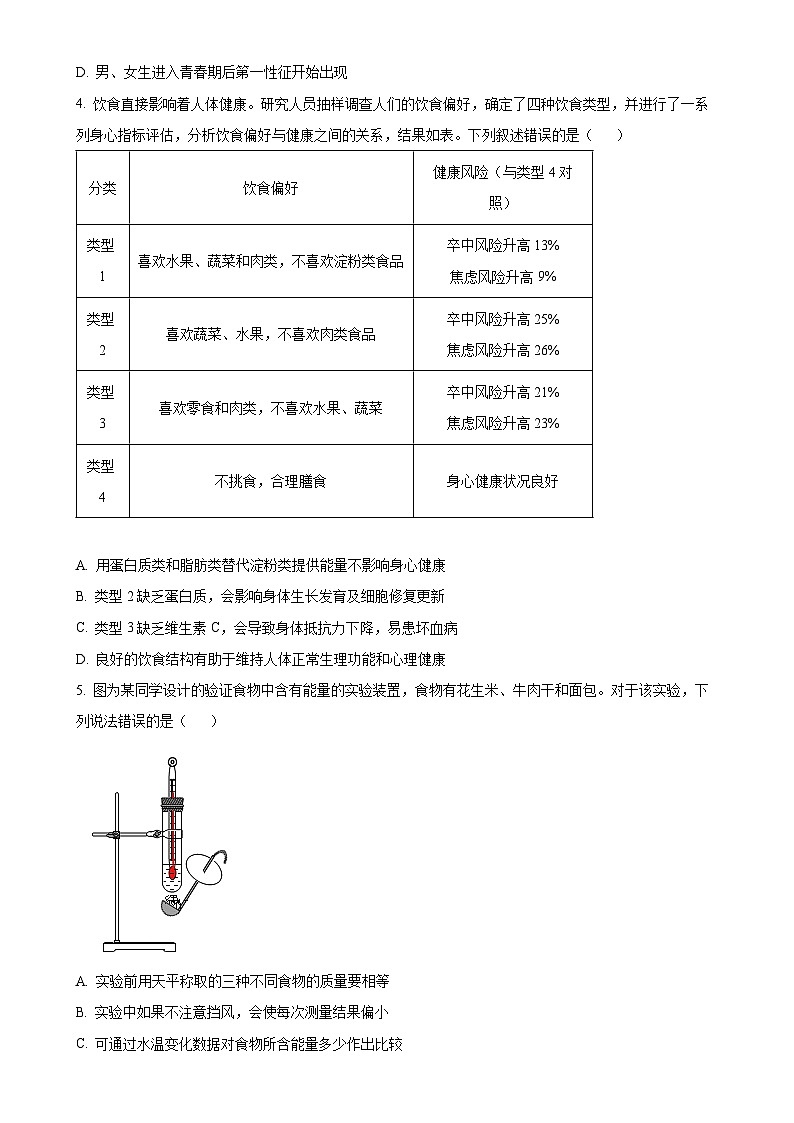 山东省泰安市肥城市2024-2025学年七年级上学期期中生物学试题（原卷版）-A4第2页