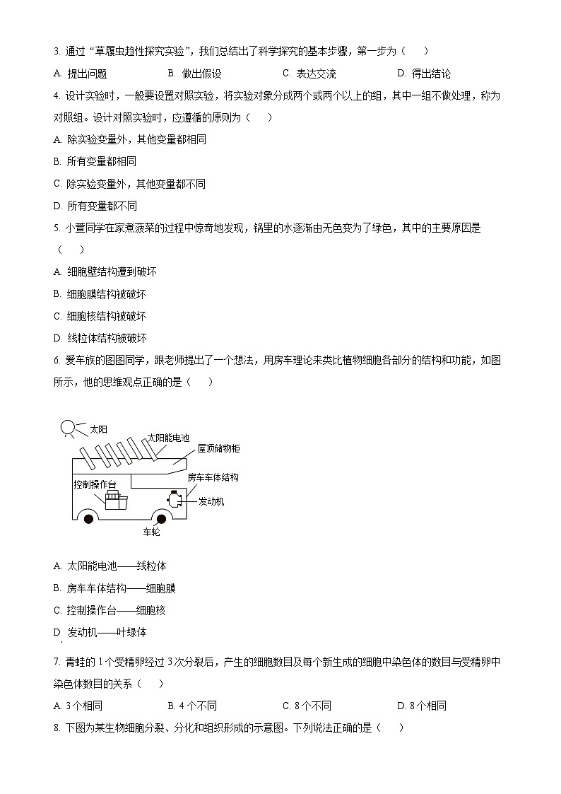 河北省保定市顺平县2024-2025学年七年级上学期期中生物试题（原卷版）-A4第2页