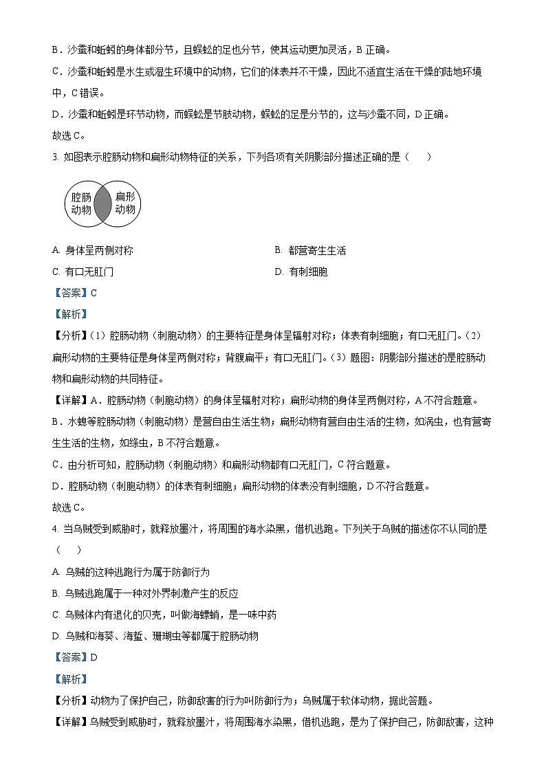 湖南省邵阳市新邵县2024-2025学年八年级上学期期中生物学试题（解析版）-A4第2页