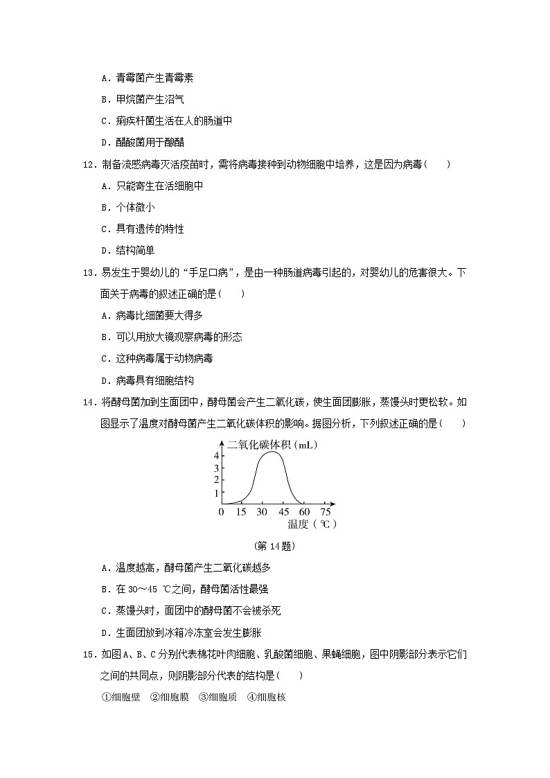 福建省2024八年级生物上册第五单元生物圈中的其他生物第四五章学情评估试卷（附答案人教版）第3页