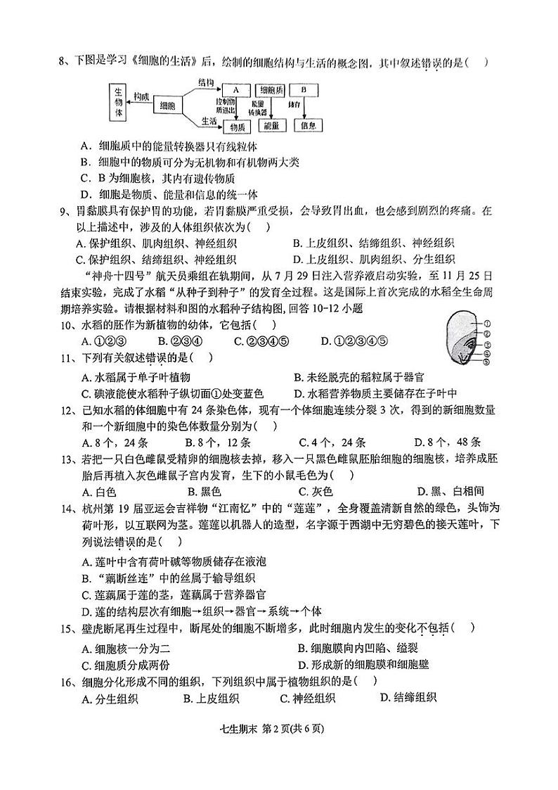 广东省潮州市湘桥区2024-2025学年七年级上学期期末生物试题第2页