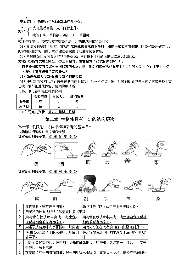 济南版（2024新版）七年级上册生物期末复习知识点学案第3页