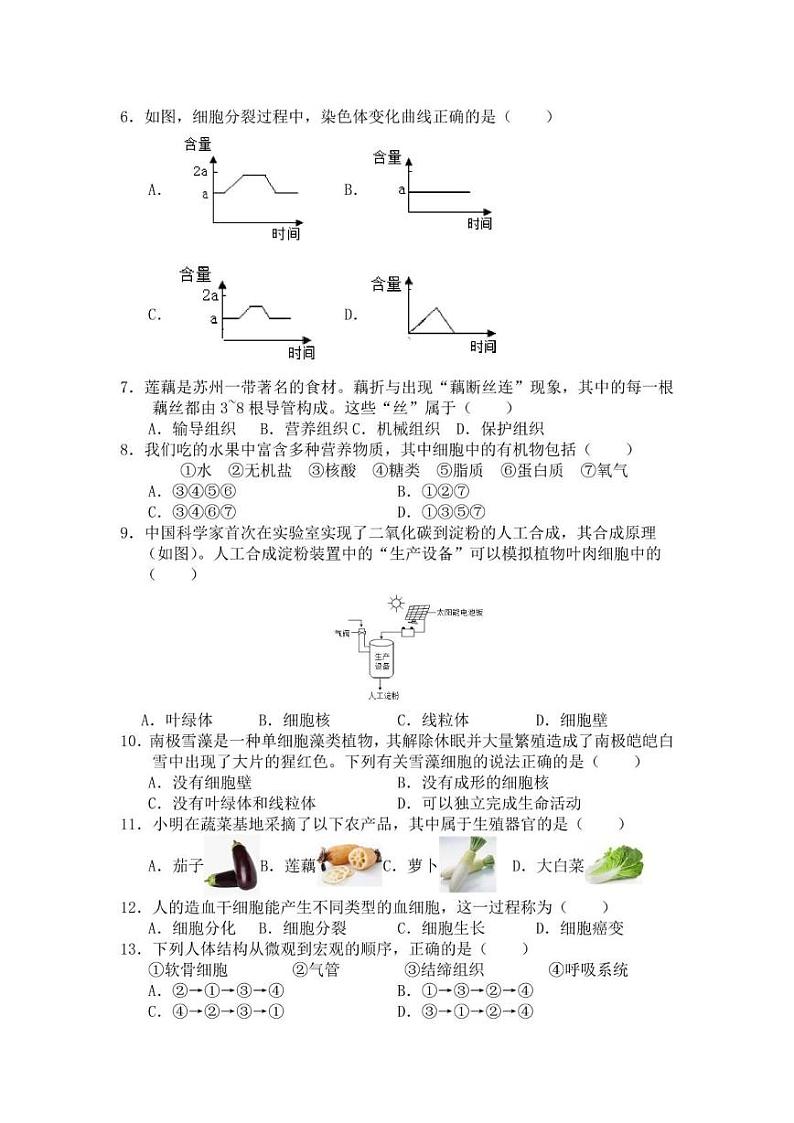 福建省宁德第一中学2024-2025学年七年级上学期月考生物试题第2页