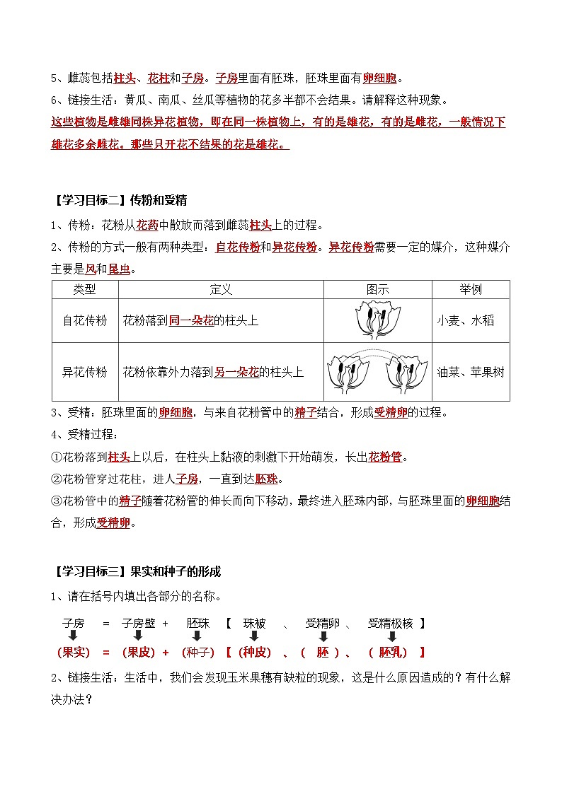 3.1.3 开花和结果（导学案）（含答案解析）第2页