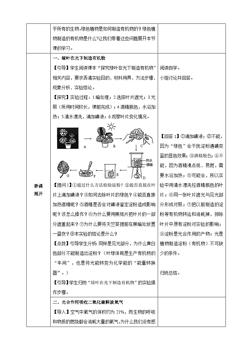 3.2.2 光合作用(教学设计)-2024-2025学年人教版(2024)生物七年级下册第2页