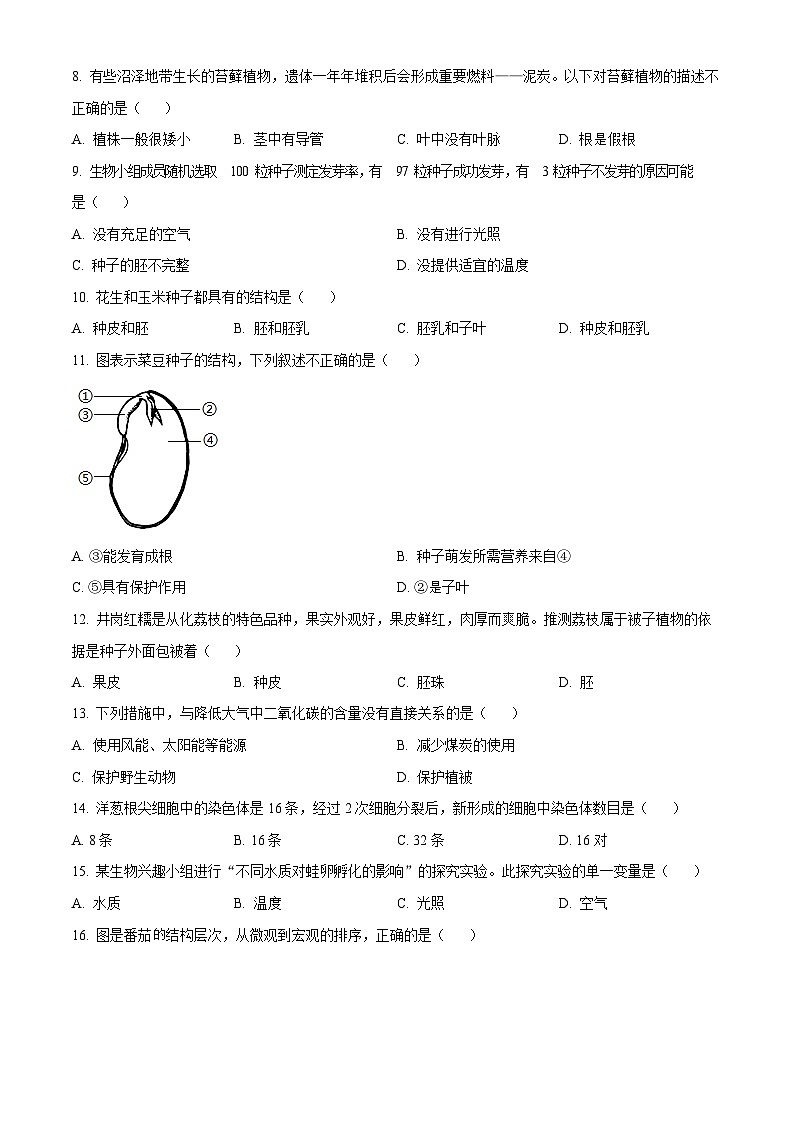 广东省广州市番禺区2023-2024学年七年级上学期期末生物试题第2页