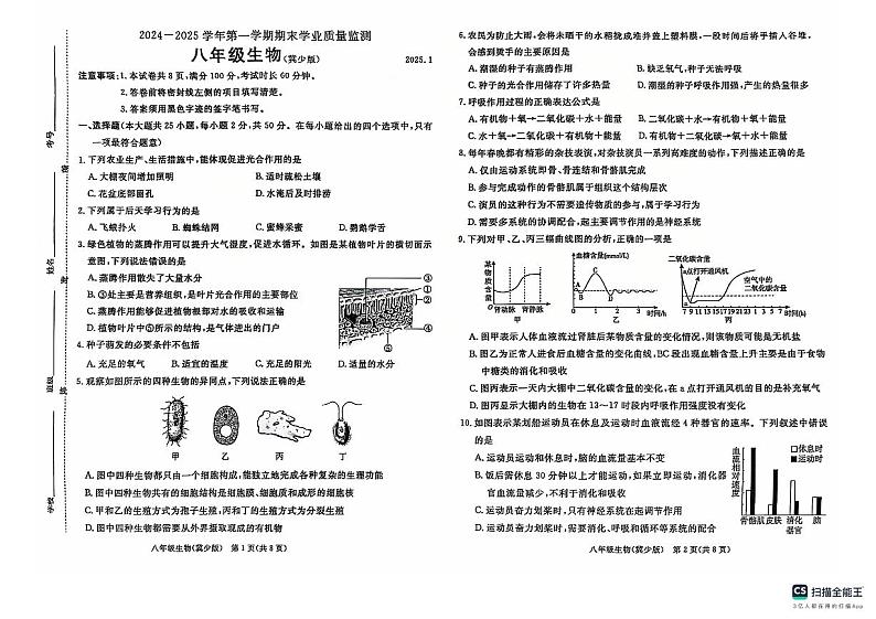 八年级生物第1页