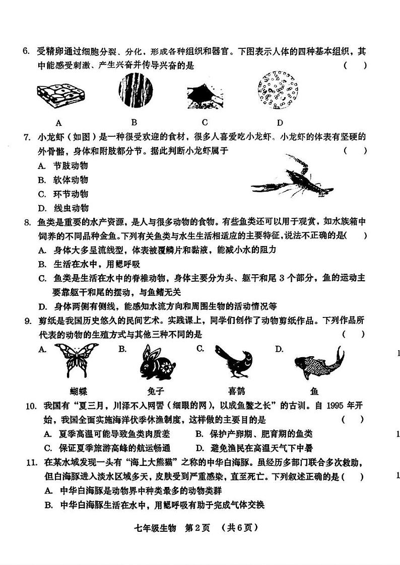 河南省信阳市固始县2024-2025学年七年级上学期期末考试生物试题第2页