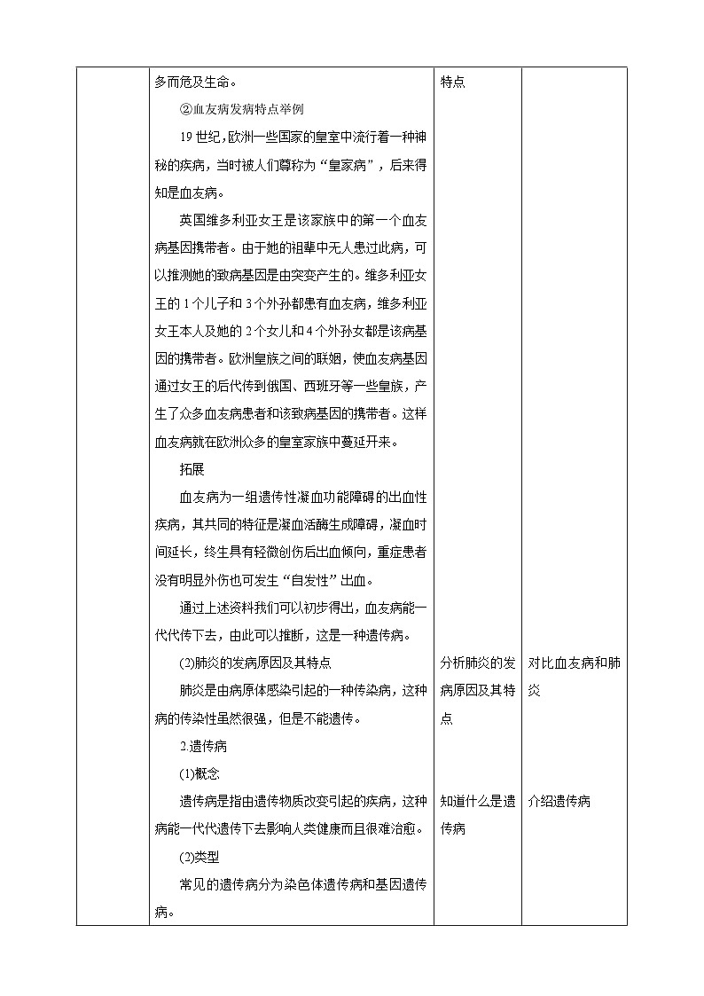 冀少版生物八下6.2.3《遗传病与优生》教案第2页