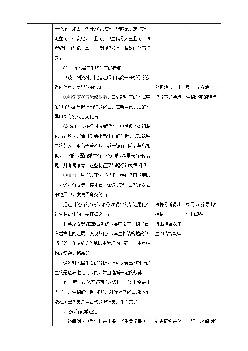 冀少版生物八下6.3.2.1生物的进化《生物进化的历程》教案第2页