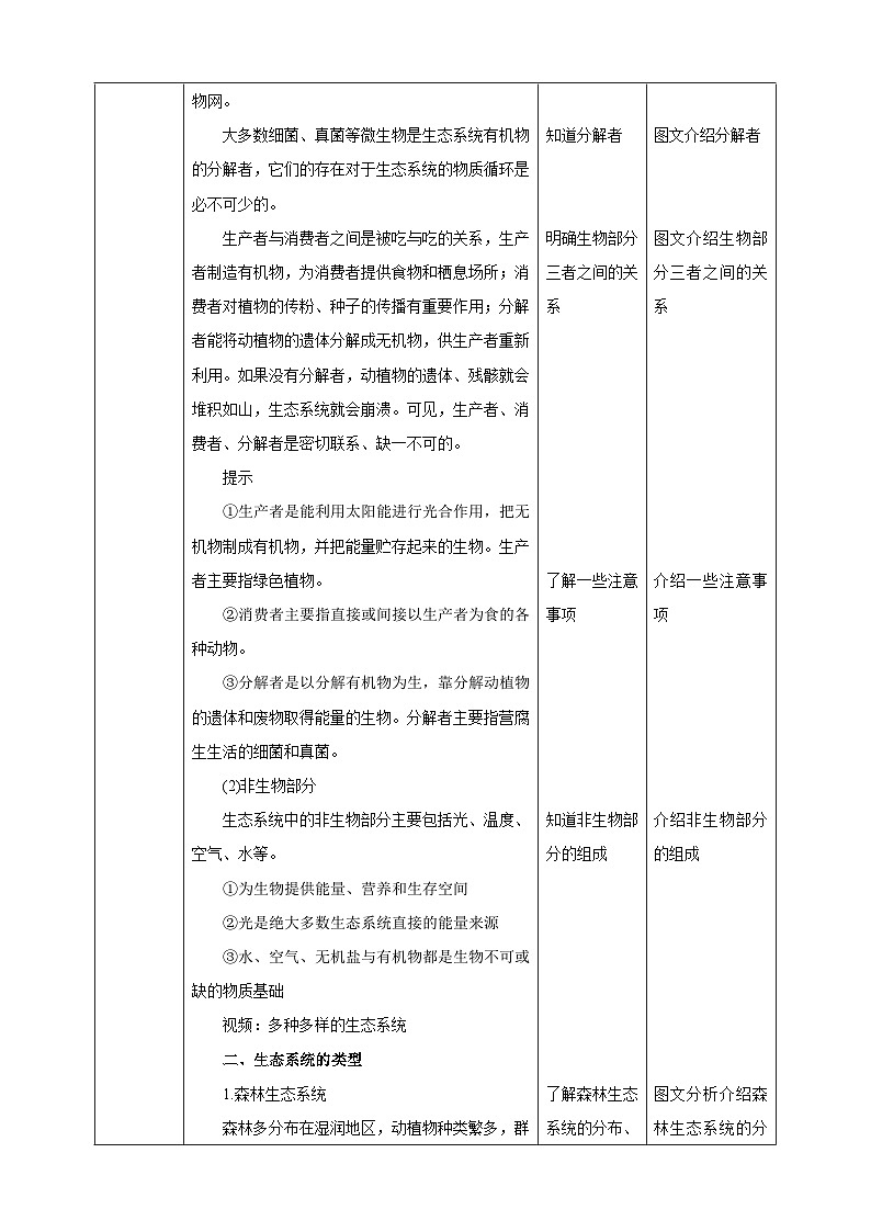 冀少版生物八下7.2.1《生态系统的组成和类型》教案第3页