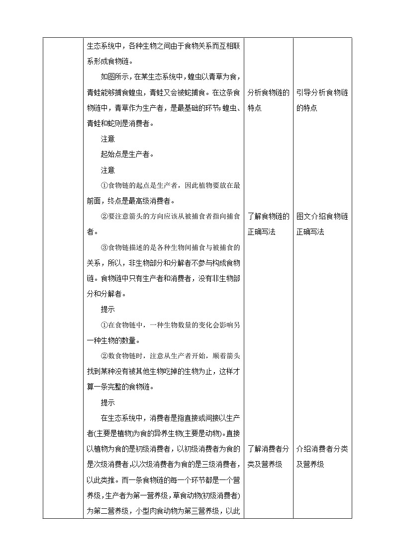 冀少版生物八下7.2.2《食物链和食物网》教案第2页