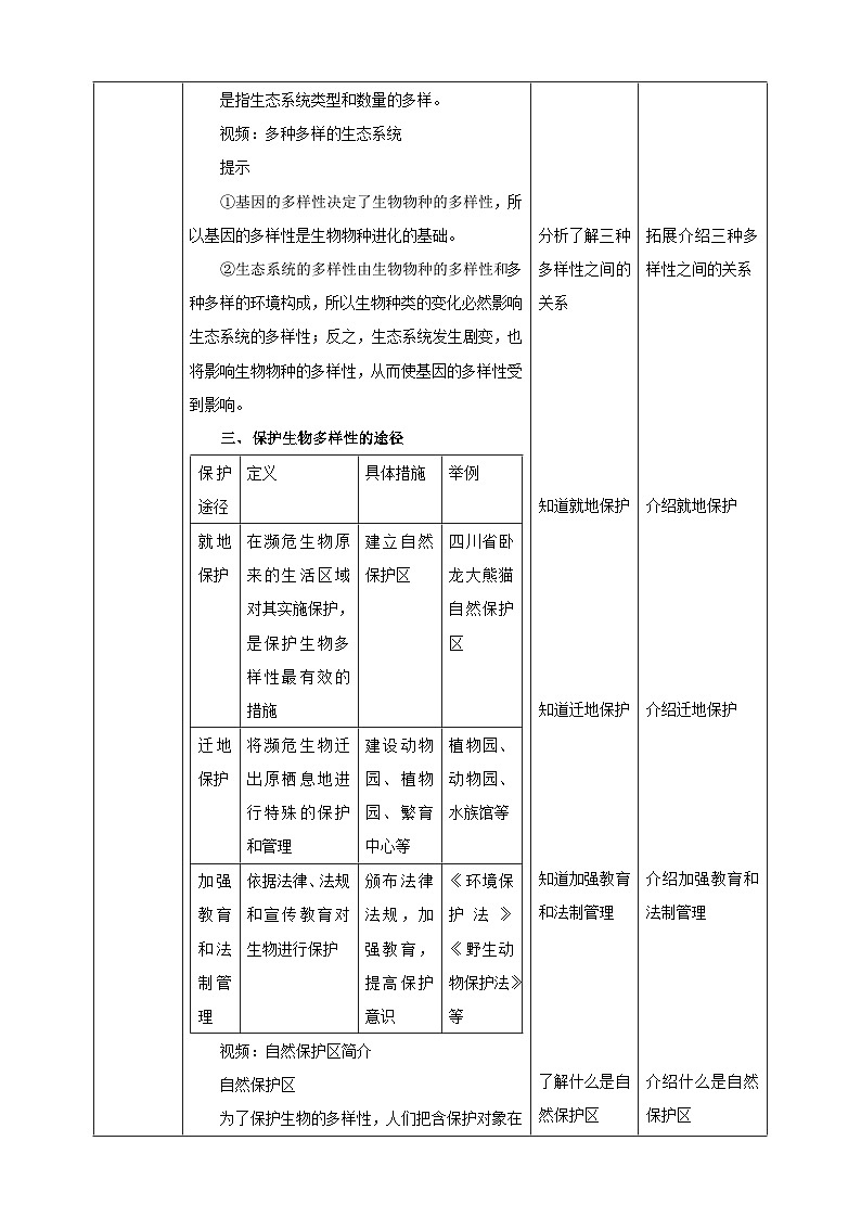 冀少版生物八下7.3.3《保护生物多样性》教案第3页