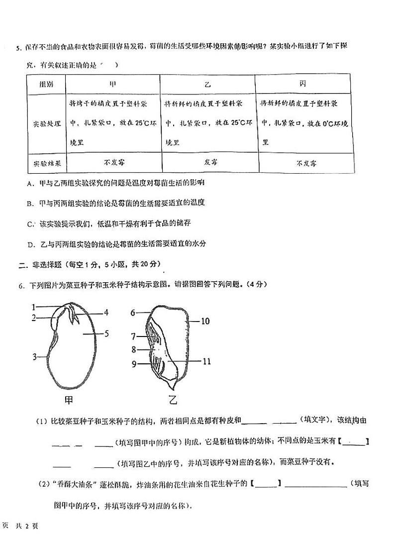 内蒙古兴安盟乌兰浩特市第八中学联盟校2024-2025学年七年级上学期期末考试生物试题第2页