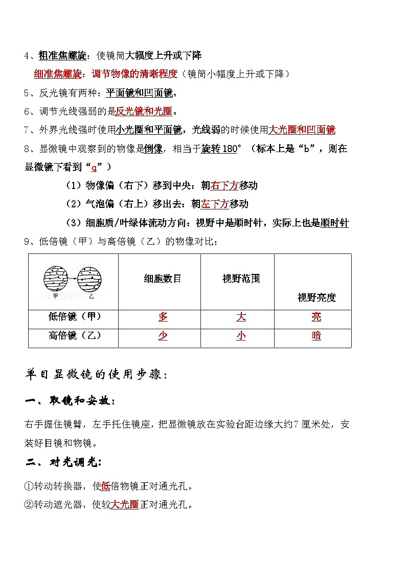 人教版（2024新版）七年级上册生物期末复习重要知识点提纲 学案第3页