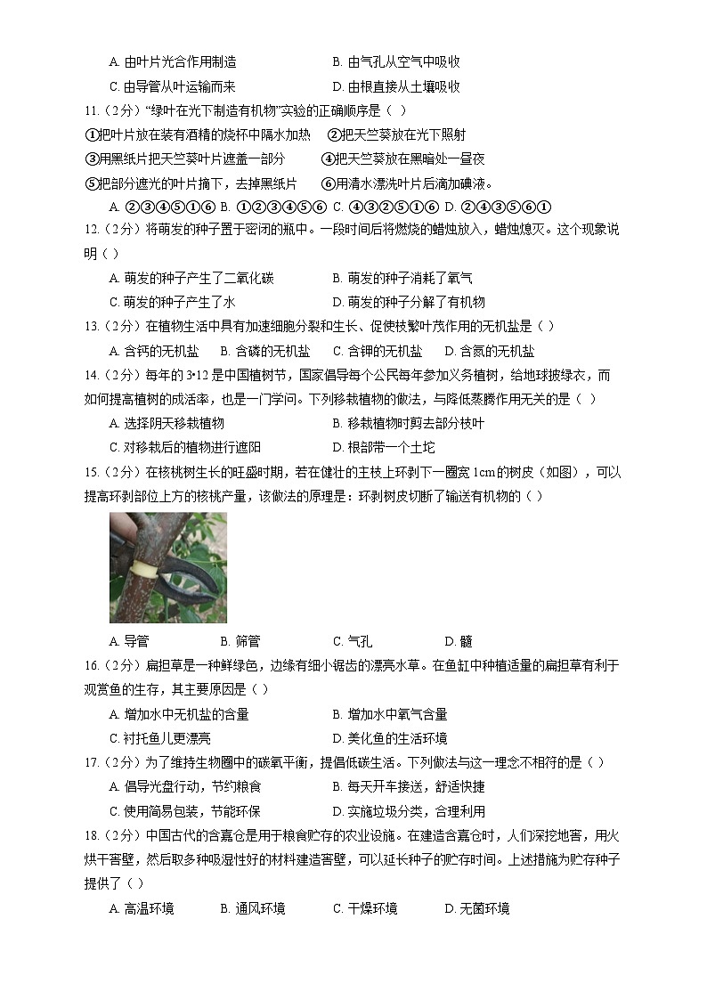 北师大版（2024新版）七年级上册生物期末复习刷题试卷5（含答案解析）第2页