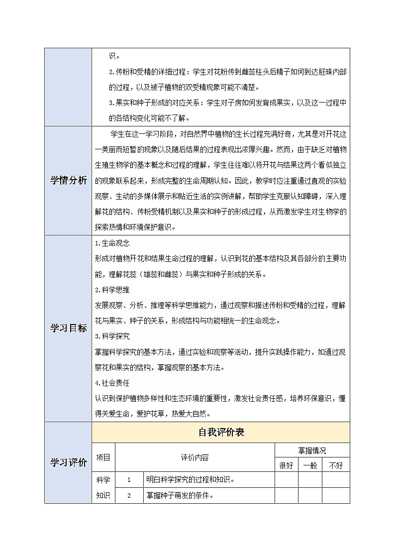 生物七下 3.1.3开花和结果 教学设计第2页