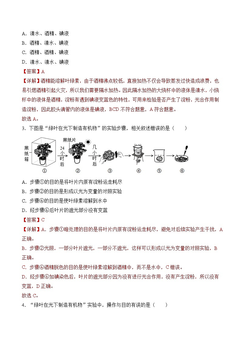 3.2.2 光合作用（第1课时）（分层作业）（解析版）第2页