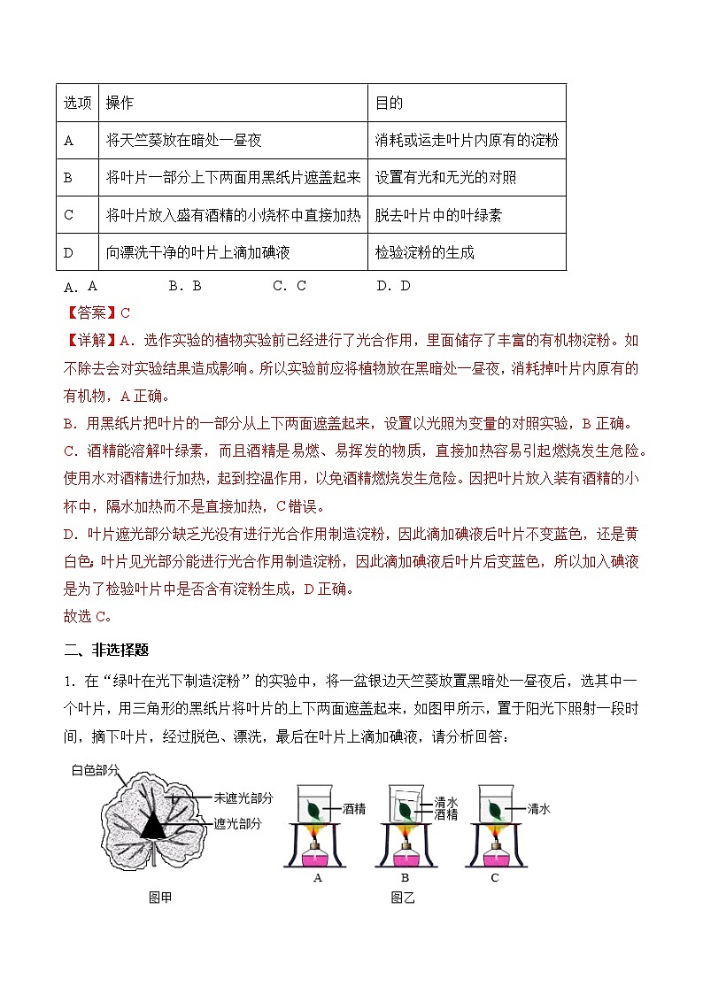 3.2.2 光合作用（第1课时）（分层作业）（解析版）第3页