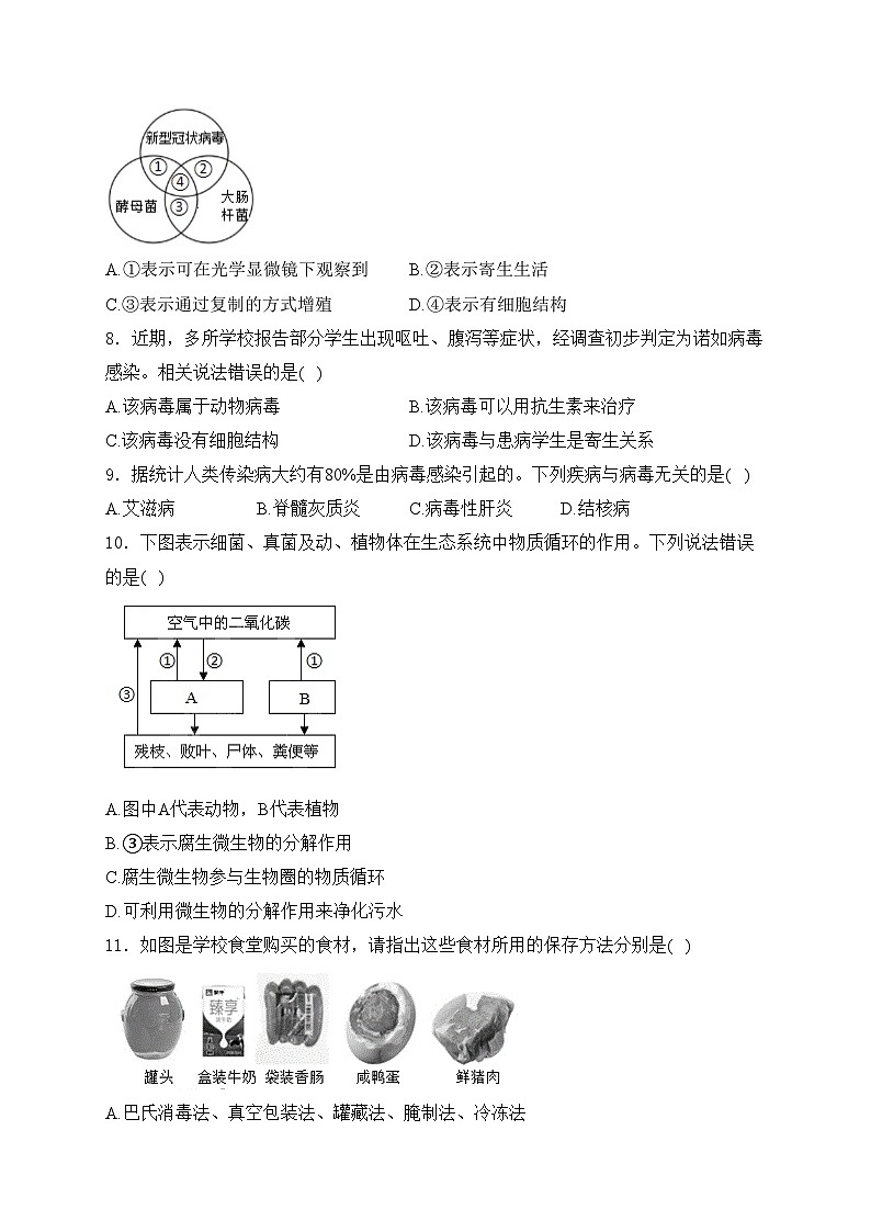 河北省唐山市2024-2025学年八年级上学期期末考试生物试卷(含答案)第3页