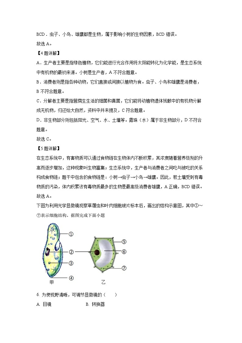 福建省漳州市2023-2024学年七年级上学期期末教学质量检测（A卷）生物试卷（解析版）第3页