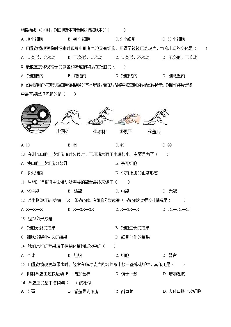 深圳中学等部分中学2022-2023学年七年级上学期期末生物试题第2页
