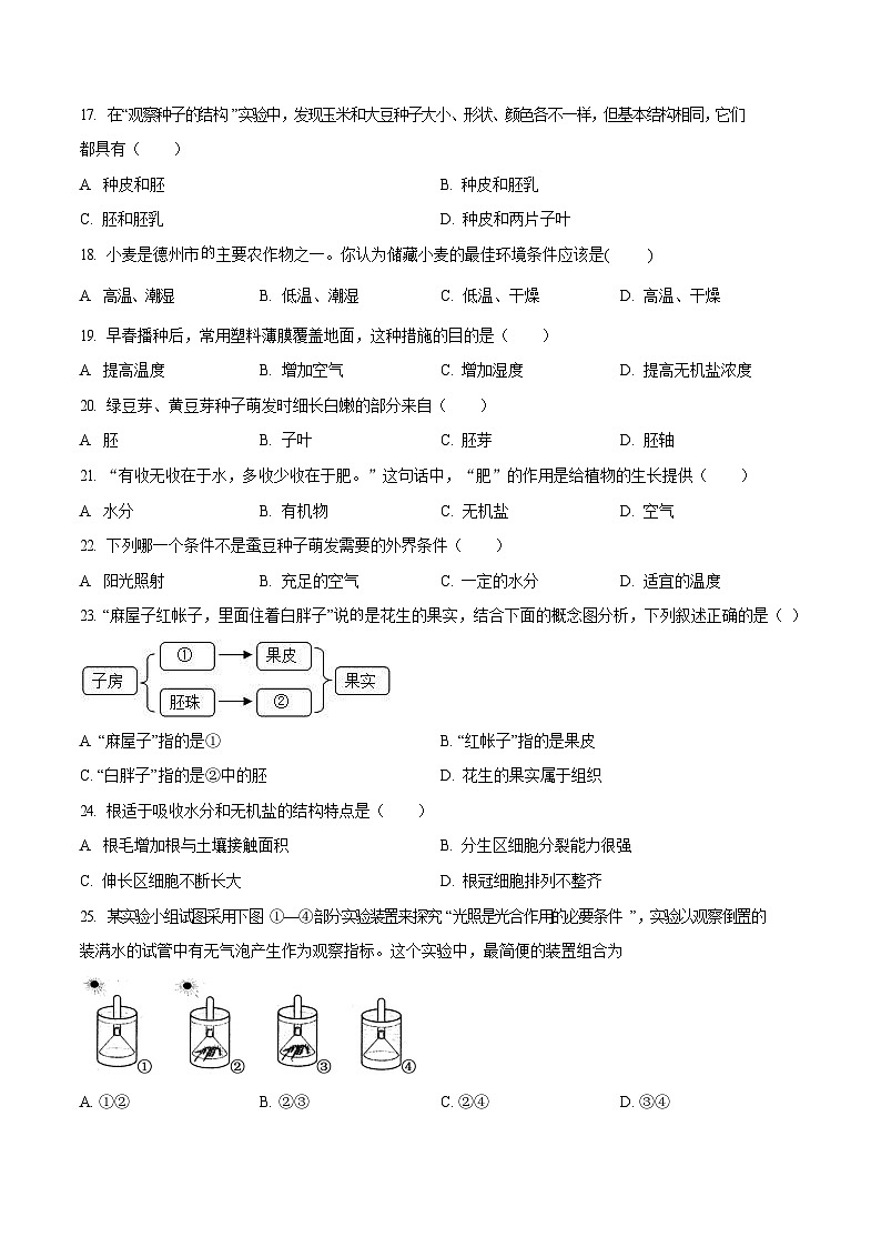 深圳中学等部分中学2022-2023学年七年级上学期期末生物试题第3页