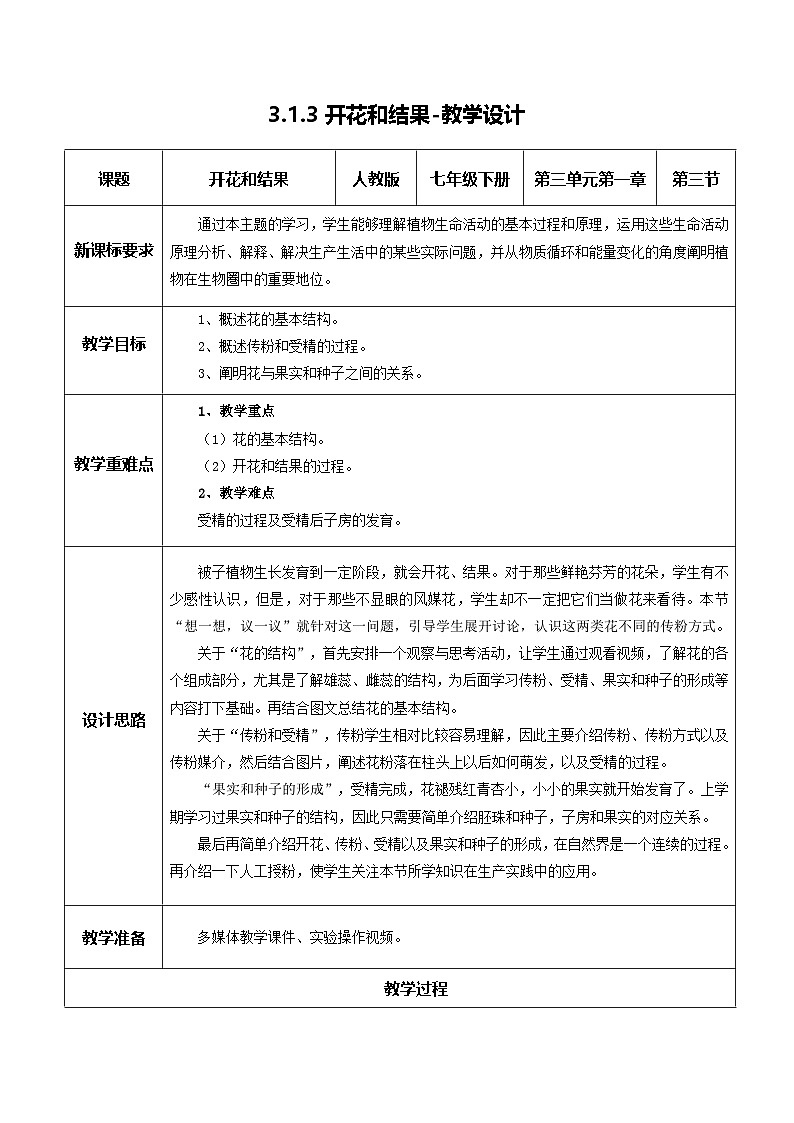 3.1.3 开花和结果（教学设计） 第1页