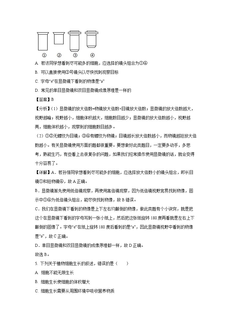 2024~2025学年河南省通许县七年级上学期12月月考生物试卷（解析版）第3页