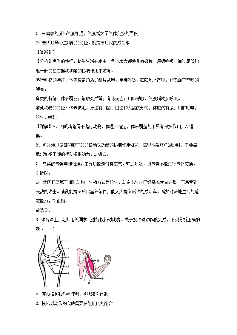 2023~2024学年山东省临沂市罗庄区八年级上学期期末生物试卷（解析版）第2页