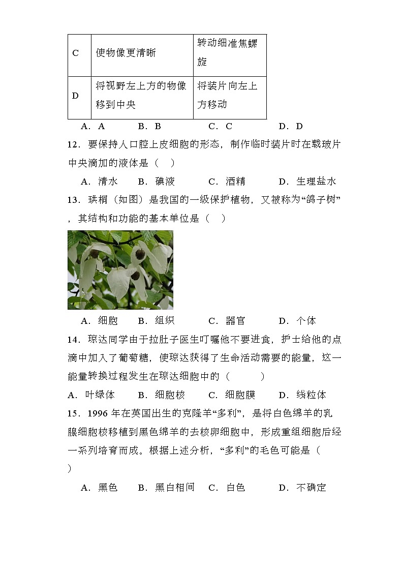 湖南省衡阳市衡南县2023-2024学年七年级上学期期末 生物试题（含解析）第3页
