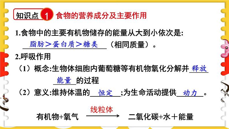 北师大版（2024）生物七年级下册--第8章 人体的能量供应 章末复习（课件）第3页