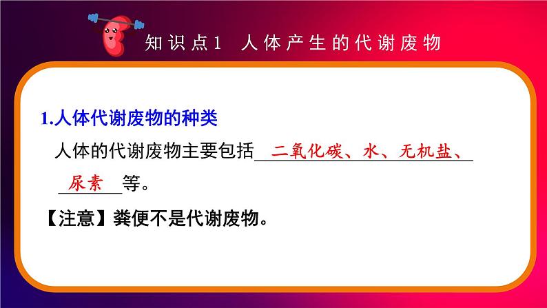 北师大版（2024）生物七年级下册--第9章 人体代谢废物的排出 章末复习（课件）第3页