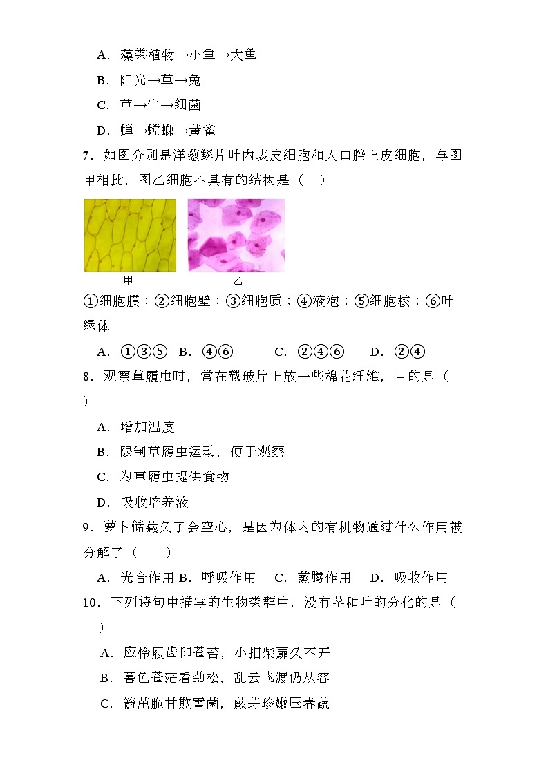 河北省邢台市开发区2023-2024学年七年级上学期期末 生物试题（含解析）第2页