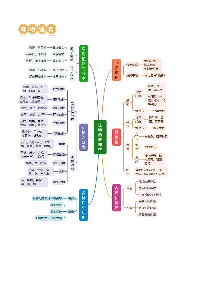 中考生物第二轮复习专题练习专题02 生物的多样性（讲练）（原卷版）第2页