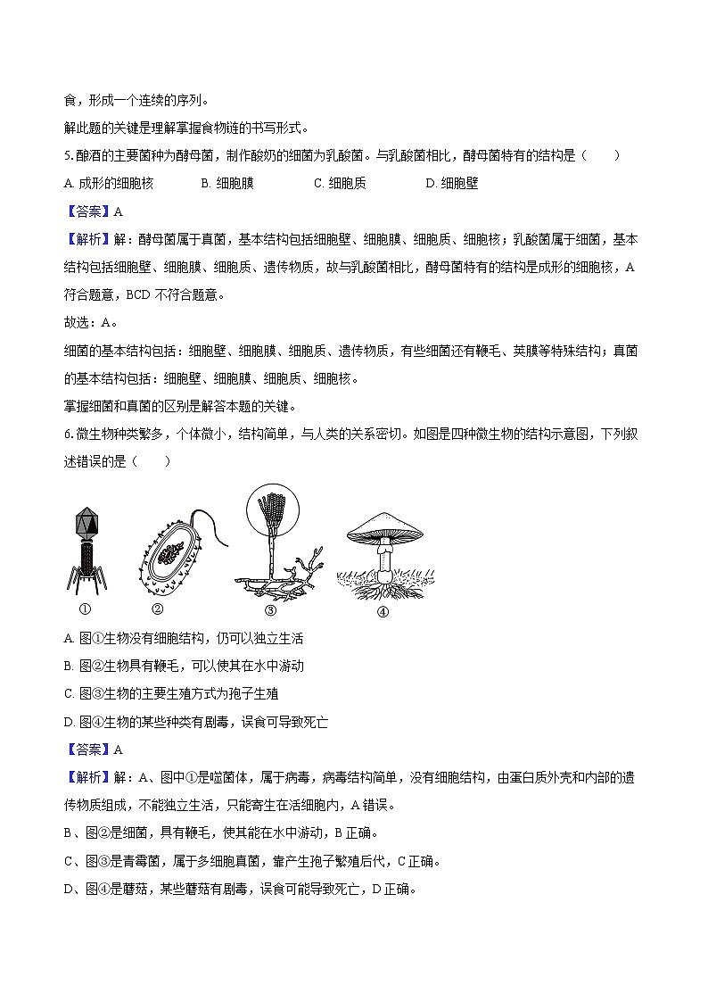 安徽省淮北市2024-2025学年八年级（上）12月考试生物试卷（含解析）第3页