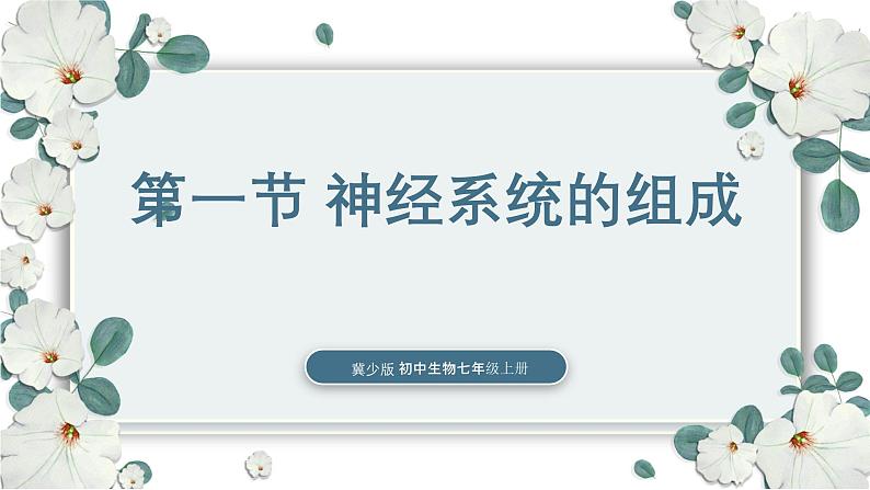 【核心素养目标】冀少版初中生物七年级下册第三单元第五章第一节《神经系统的组成》课件第1页