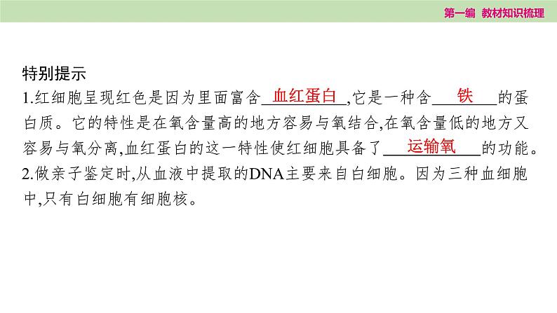 2025年中考知识整理七年级生物上册第十三课时　人体内物质的运输课件PPT第4页