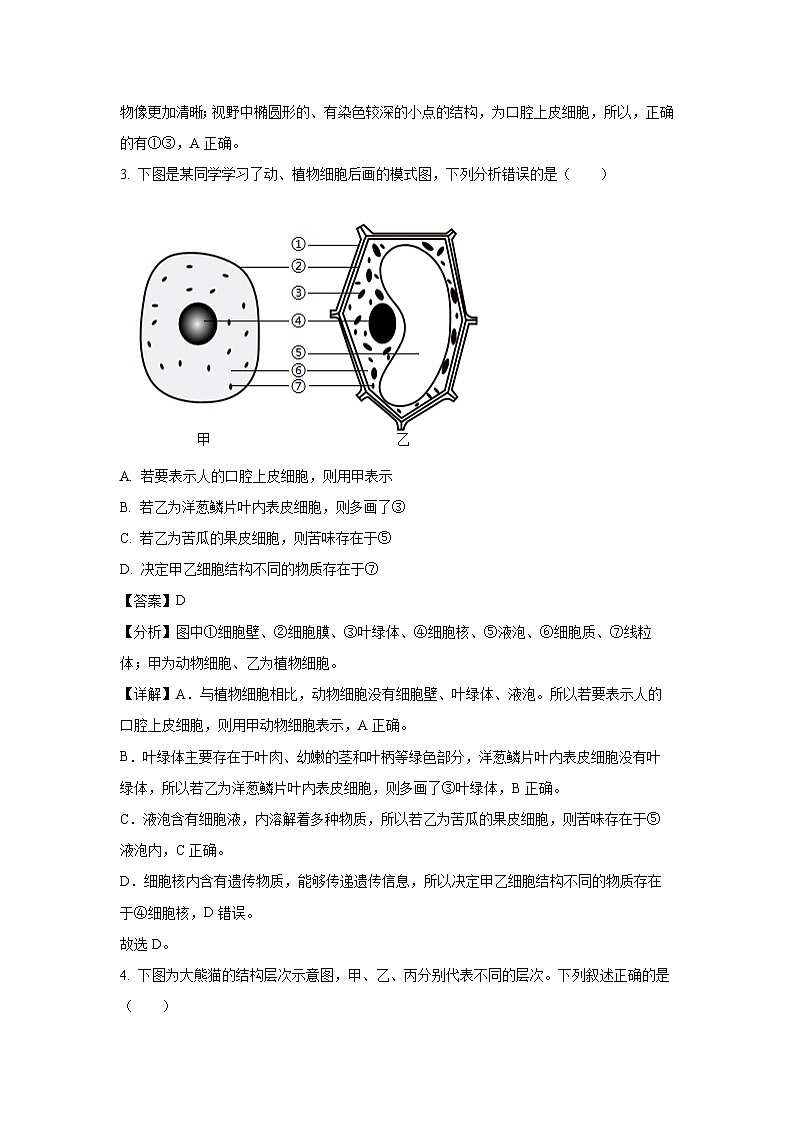 2024-2025学年甘肃省庆阳市七年级上学期期末生物试卷（解析版）第2页
