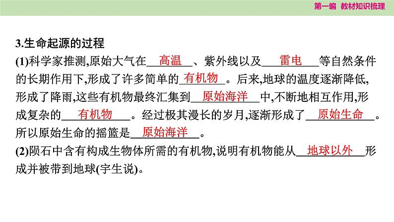 2025年中考知识整理八年级生物下册 第二十二课时　生命的起源和生物的进化课件PPT第4页