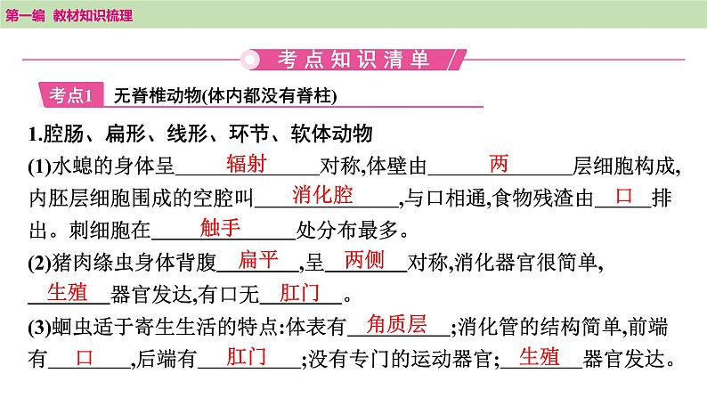 2025年中考知识整理八年级生物上册 第十八课时　动物的主要类群课件PPT第2页