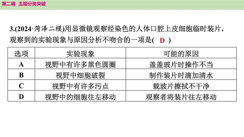 2025年中考生物知识整理 主题一　生物体的结构层次课件PPT第6页