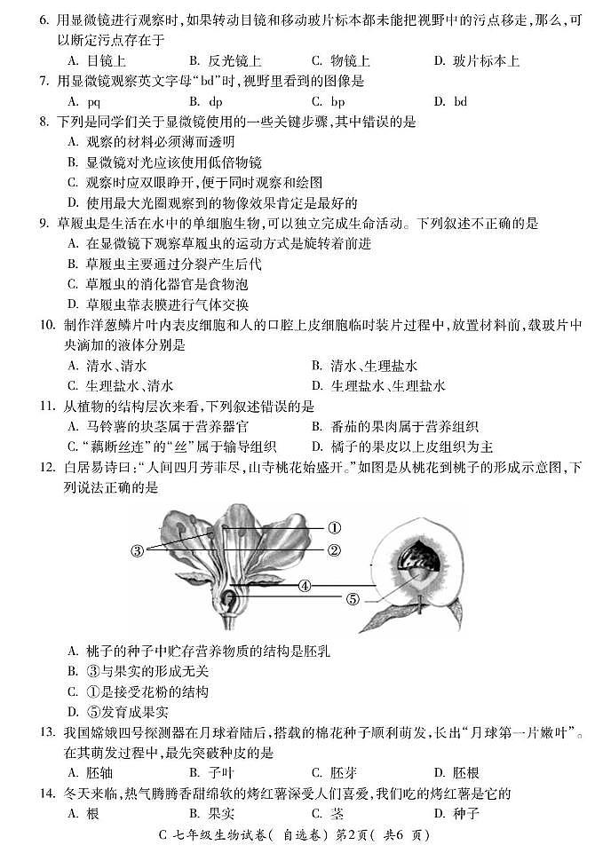 安徽省宣城市2024-2025学年七年级上学期1月期末生物试题第2页