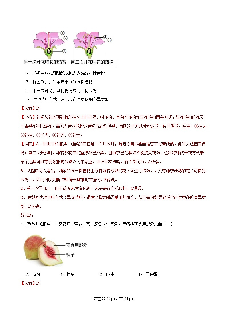 八年级生物开学摸底考（山东专用）（全解全析）第2页