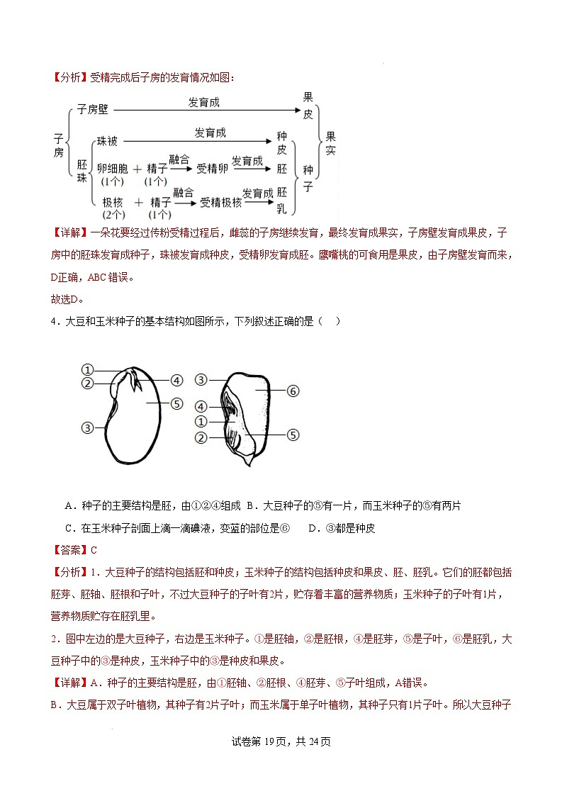 八年级生物开学摸底考（山东专用）（全解全析）第3页